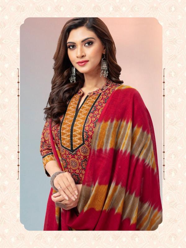 Aarvi Ajrakh Vol-1 Cototn Designer Kurti Pant With Dupatta Collection